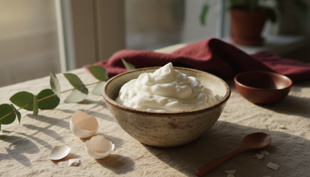 découvrez une recette simple et naturelle de masque visage au blanc d’œuf pour révéler une peau éclatante, nette et revitalisée.